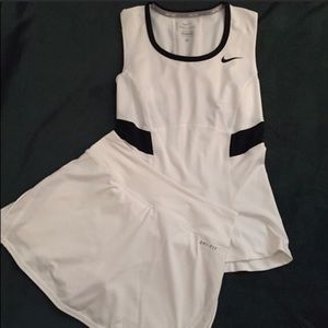 Nike Dri Fit Tennis Shirt and Skort White XS